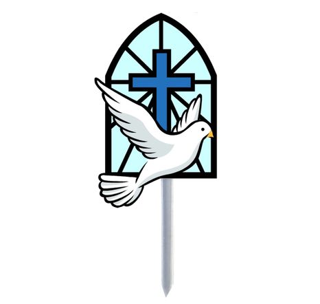 Farebný akrylový zápich - kríž s holubicou