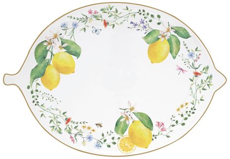 Fleurs et citrons - tanier v tvare citróna 30x21,5cm