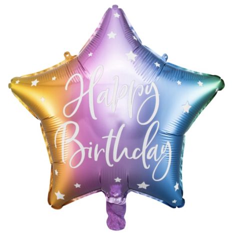 Fóliový balón farebná hviezda Happy birthday 40cm