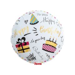 Fóliovy balón Happy birthday biely torta/darček 30cm