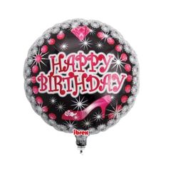 Fóliovy balón Happy birthday čierny diamant 30cm