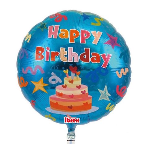 Fóliovy balón Happy birthday modrý 30cm