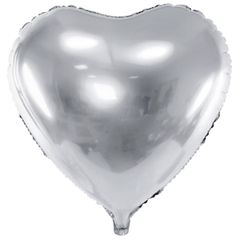 Fóliový balón strieborné srdce 61cm