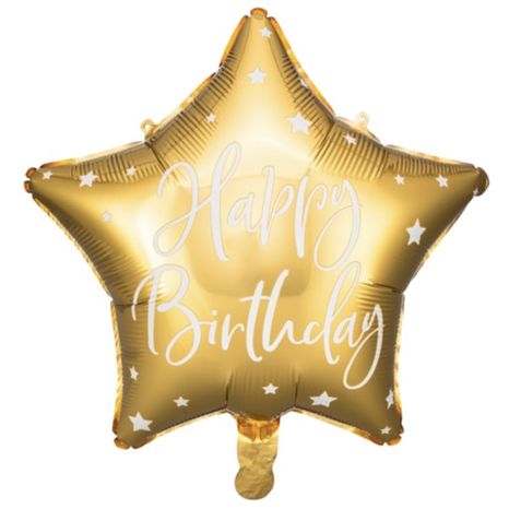 Fóliový balón zlatá hviezda Happy birthday 40cm