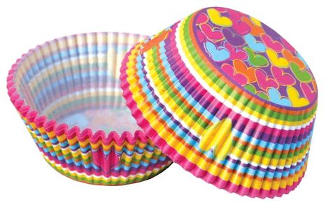 Košíčky na pečenie - farebné srdiečka 50 ks