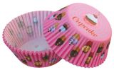 Košíčky na pečenie - ružové s cupcake 50 ks