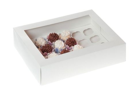 Krabica na 24 mini cupcakes - biela s okienkom