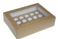 Krabica na 24 mini cupcakes - kraft s okienkom