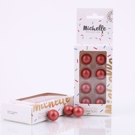 Michelle čokoládové 3D gule bordové 8ks