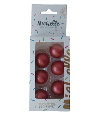 Michelle čokoládové 3D gule červené 6ks