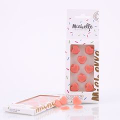 Michelle čokoládové srdiečka svetlo ružové 24ks
