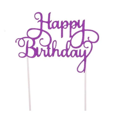 Papierový zápich Happy Birthday - fialová