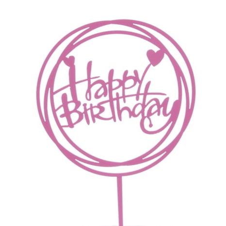 Plastový zápich Happy Birthday kruh - ružový