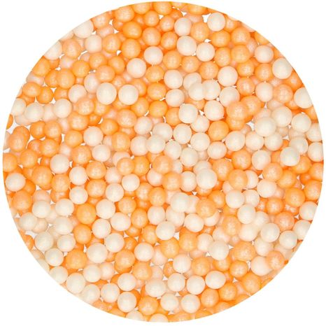 Posyp - perleťové guličky oranžovo biele