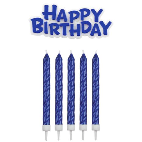 Sviečky modré s nápisom Happy Birthday