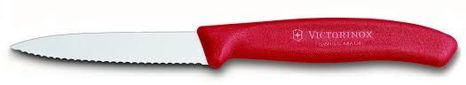 Victorinox - nôž na zeleninu 8cm červený, zúbkovaný