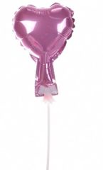 Zápich - srdce balón ružový 12cm