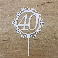 Zrkadlový zápich - číslo 40 ornament biely
