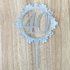 Zrkadlový zápich - číslo 40 ornament strieborný