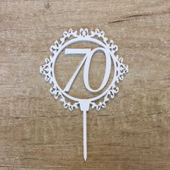 Zrkadlový zápich - číslo 70 ornament biely
