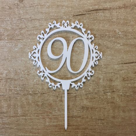 Zrkadlový zápich - číslo 90 ornament biely