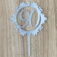 Zrkadlový zápich - číslo 90 ornament strieborný